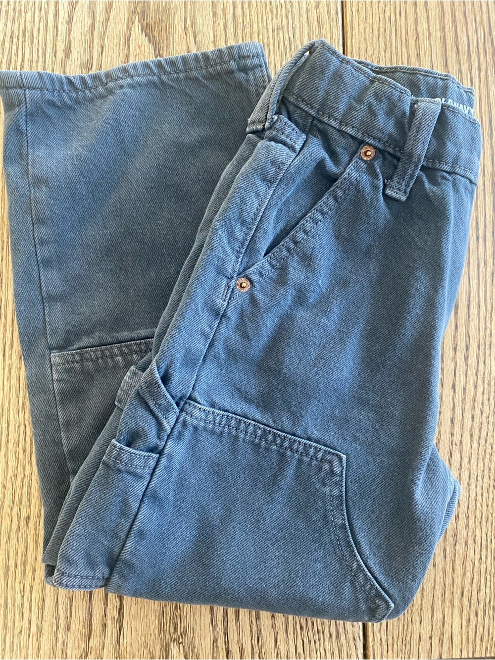 Old Navy Denim Carpenter Pants- Grey- Adjustable Waist - Size 6